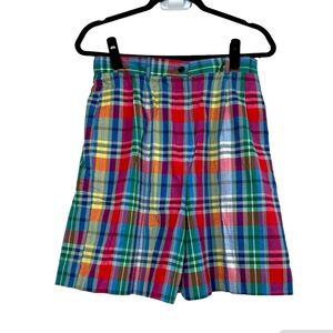 Talbots Shorts Vintage Plaid High Rise Crinkle Cotton